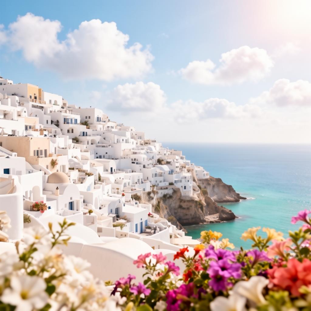 Bright Mediterranean village by the sea